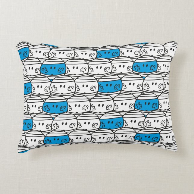 Mr Bump | Blue Pattern Accent Pillow (Front)