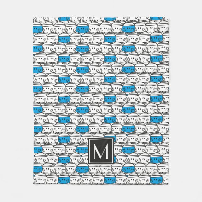 Mr Bump | Blue Pattern | Monogram Fleece Blanket (Front)