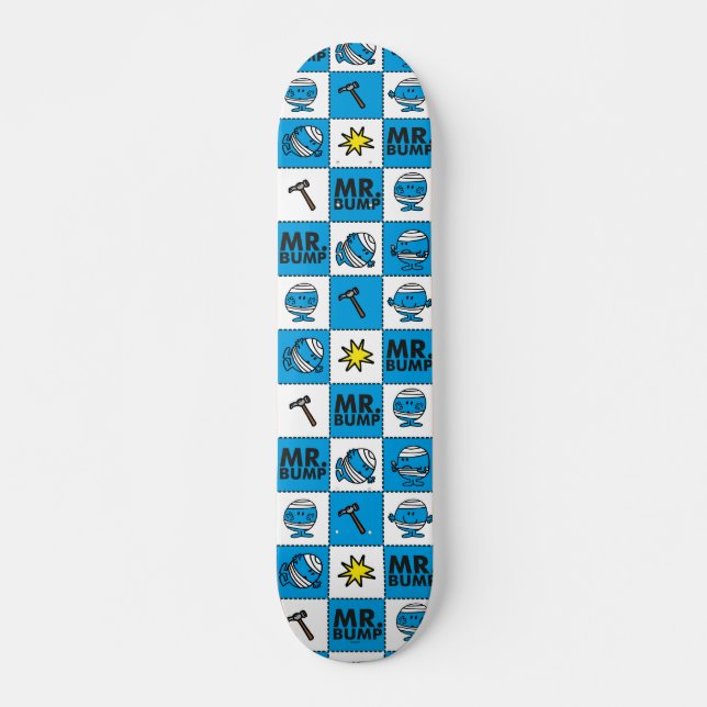 Mr Bump | Mosaic In Blue Pattern Skateboard (Front)