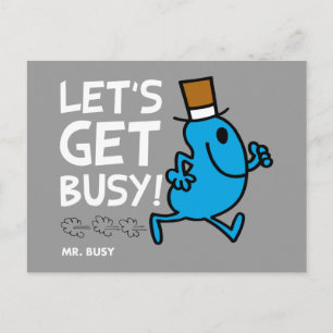 Mr. Busy Let's Get Busy White Text Postcard