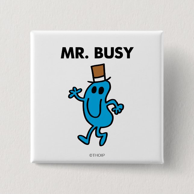 Mr. Busy Waving Hello 2 Inch Square Button (Front)