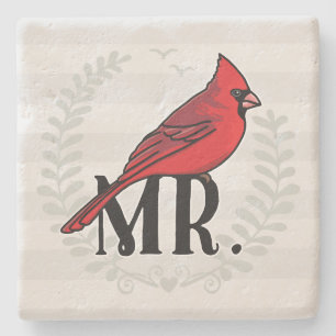 Mr. Cardinal Mr and Mrs His and Hers Stone Coaster