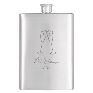 Mr Champagne Glass Groom Wedding Newlywed Classic Hip Flask