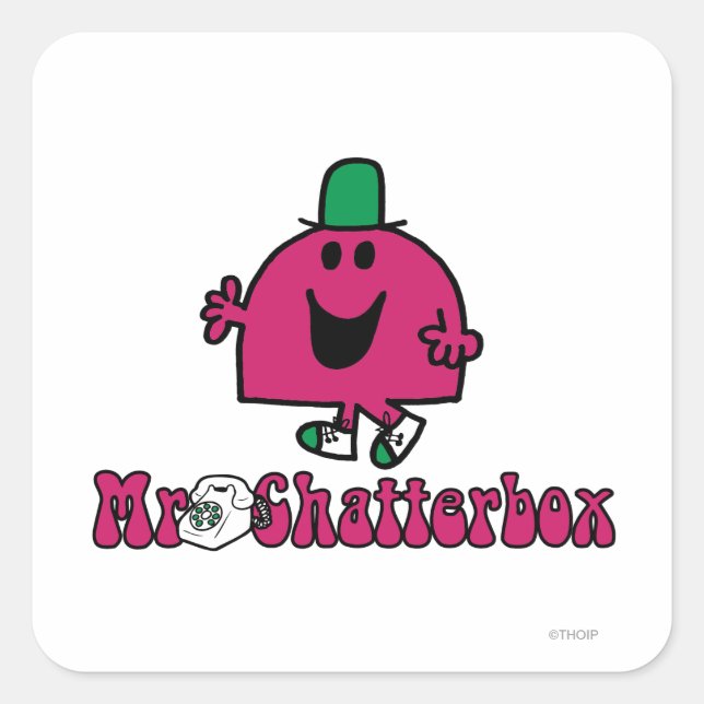 Mr. Chatterbox Logo & Telephone Square Sticker (Front)