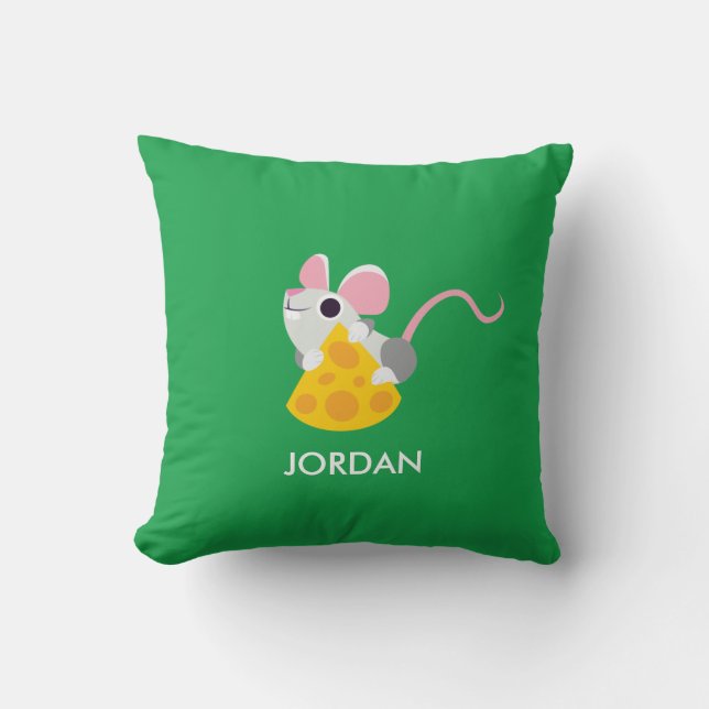 Mr. Cheeseman the Mouse Throw Pillow (Front)