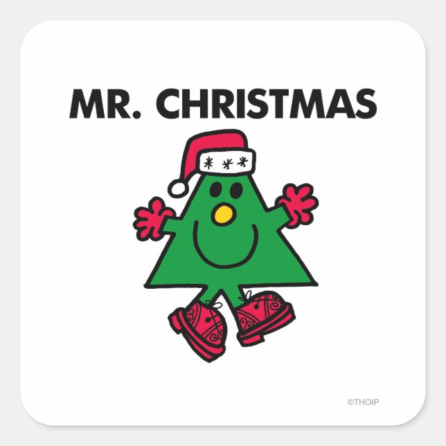 Mr. Christmas | Festive Hat & Gloves Square Sticker (Front)