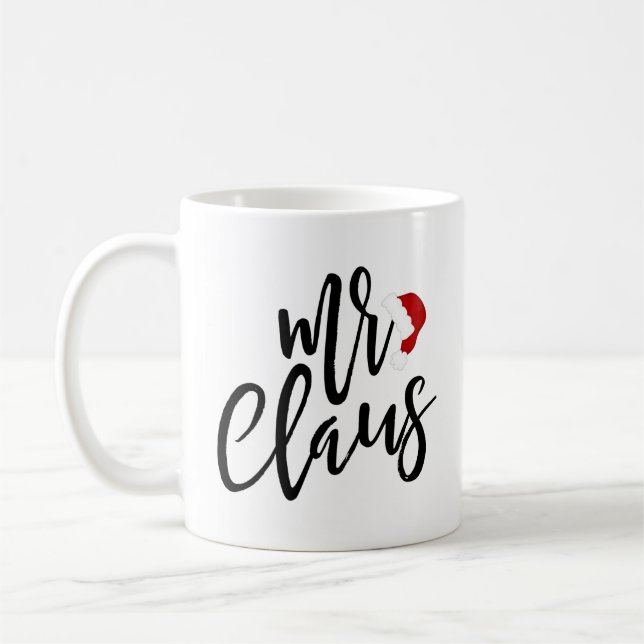 Mr. Claus Black Script With Hat Holiday Mug (Left)
