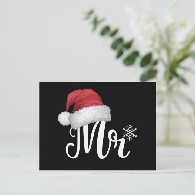 Mr Claus Couples Matching Christmas Pyjamas Santa Holiday Postcard (Standing Front)