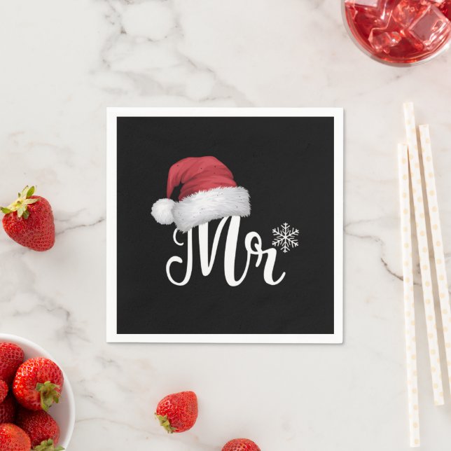 Mr Claus Couples Matching Christmas Pyjamas Santa Napkin (Insitu)