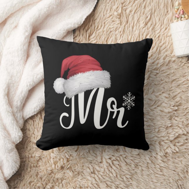 Mr Claus Couples Matching Christmas Pyjamas Santa Throw Pillow (Blanket)