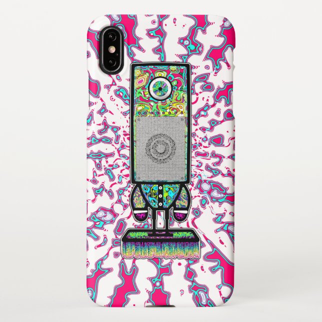 Mr. colourful psychedelic one eyed speaker v1 iPhone case (Back)