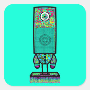 Mr. colourful psychedelic one eyed speaker v2.2 square sticker