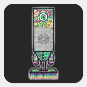 Mr. colourful psychedelic one eyed speaker v3 square sticker