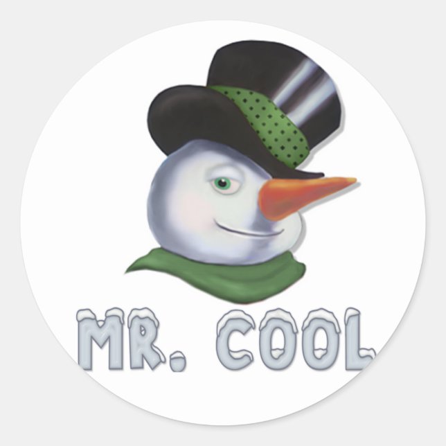 Mr. Cool - Snowman Classic Round Sticker (Front)