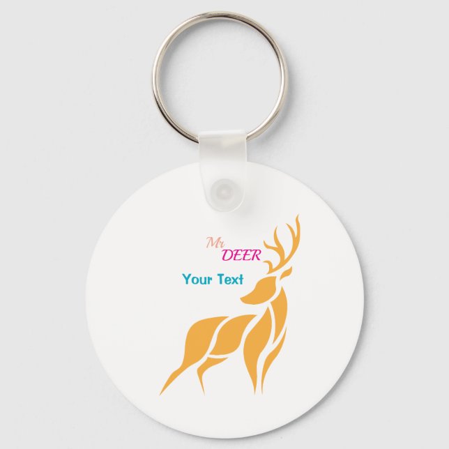 Mr. Deer Graphic – Rustic Woodland Style Keychain (Front)