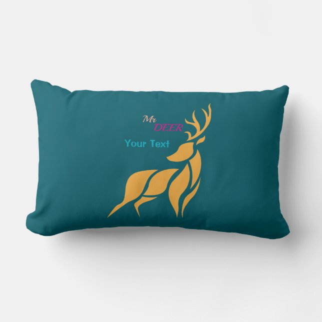 Mr. Deer Graphic – Rustic Woodland Style Lumbar Pillow (Front)