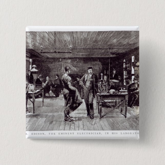 Mr Edison , The Eminent Electrician 2 Inch Square Button (Front)