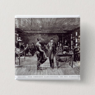 Mr Edison , The Eminent Electrician 2 Inch Square Button