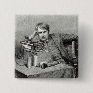 Mr.Edison's New Phonograph 2 Inch Square Button