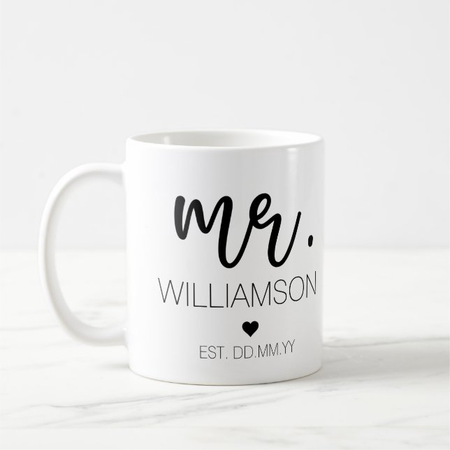 Mr. Elegant Custom Name Wedding New Couple Gift Coffee Mug (Left)