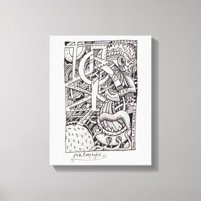 Mr Emptyful, ink drawing Canvas Print (Front)