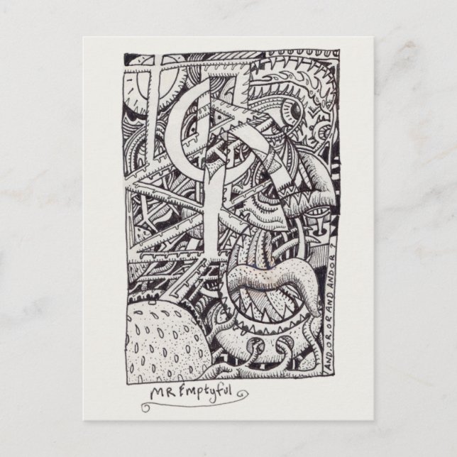 Mr Emptyful, Ink drawing Postcard (Front)