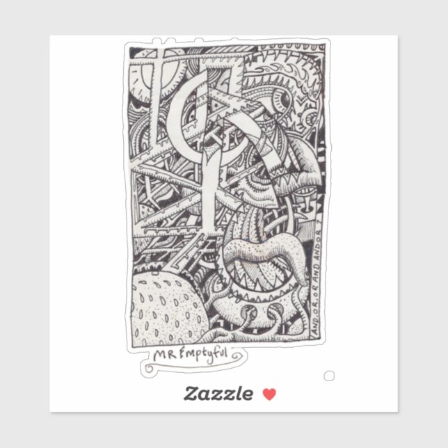 Mr Emptyful, Ink Drawing Rectangular Sticker (Sheet)