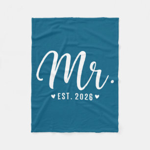 Mr Est 2026 Just Married Artwork Fleece Blanket