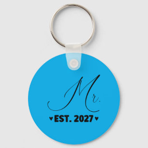 Mr Est 2027 Just Married Couple Wedding Party Mrs Keychain