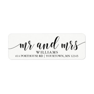MR ET MRS Retour Adresse Étiquettes Script Moderne