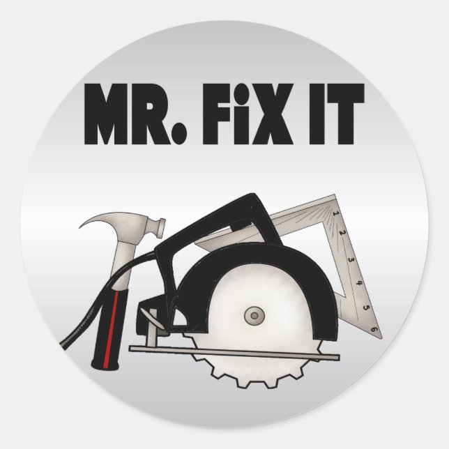 Mr Fix It Classic Round Sticker (Front)
