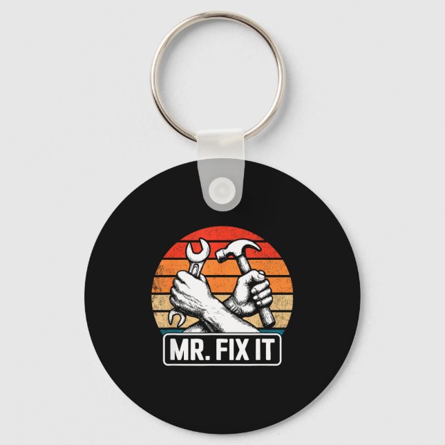Mr. Fix It Funny Dad Shirts For Men From Wife Fath Keychain (Front)