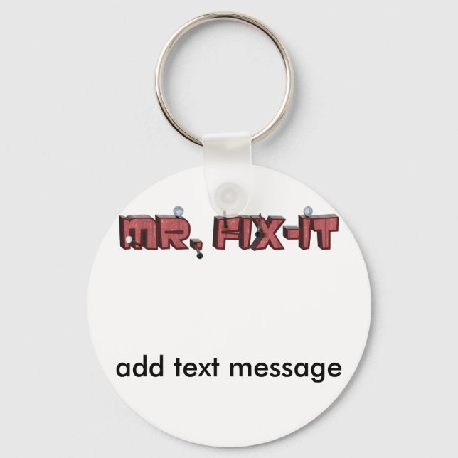 Mr. Fix-It Wooden Text Design (With Nails) Keychain (Front)