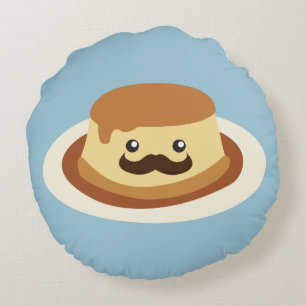 Mr. Flan Round Pillow