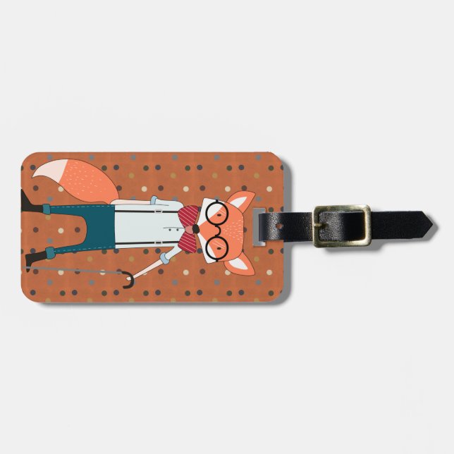 Mr Fox cool luggage tag (Front Horizontal)