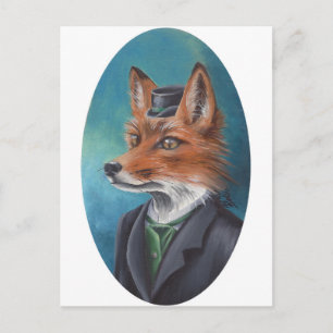 Mr. Fox Postcard Animal Postcard Fox Art