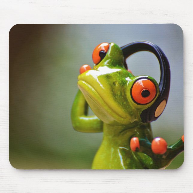 Mr. Frog with Headphones Mouse Pad (Front)