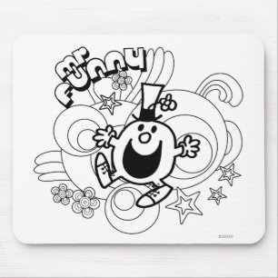 Mr. Funny Black & White Swirls & Stars Mouse Pad