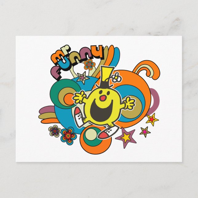 Mr. Funny | Colorful Stars & Swirls Postcard (Front)