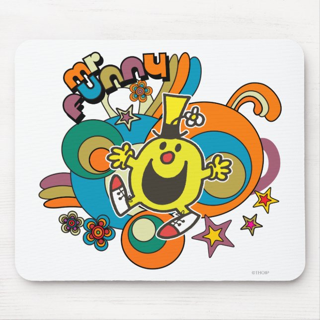 Mr. Funny | Colourful Stars & Swirls Mouse Pad (Front)
