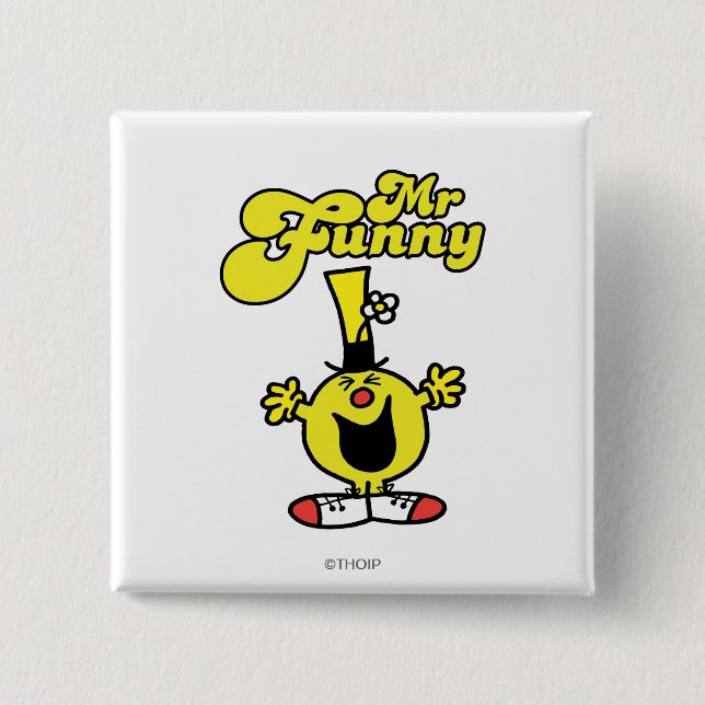 Mr. Funny Laughing Hysterically 2 Inch Square Button (Front)