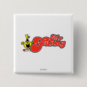 Mr. Funny Red Lettering 2 Inch Square Button