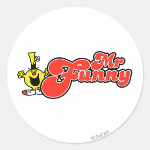 Mr. Funny   Red Lettering Classic Round Sticker