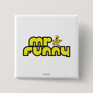 Mr. Funny   Yellow Lettering 2 Inch Square Button