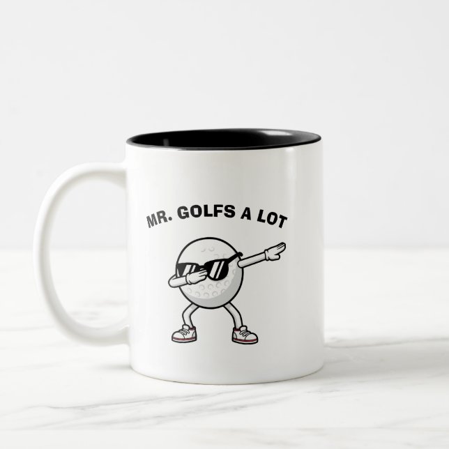 MR. GOLFS A LOT,Funny Golf Two-Tone Coffee Mug (Left)