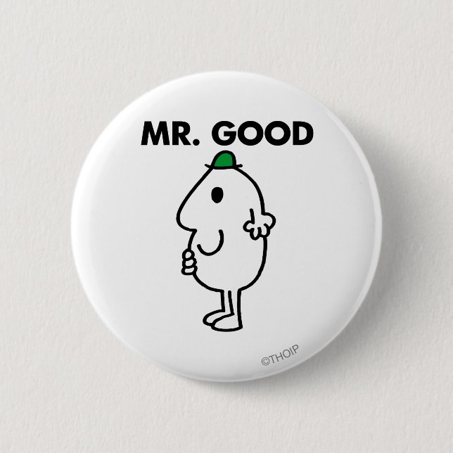 Mr. Good | Green Hat 2 Inch Round Button (Front)