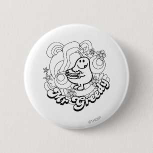 Mr. Greedy   Black & White Swirls & Stars 2 Inch Round Button
