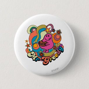 Mr. Greedy   Colourful Swirls & Stars 2 Inch Round Button