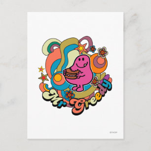 Mr. Greedy Colourful Swirls & Stars Postcard