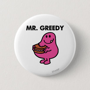 Mr. Greedy Eating Cake 2 Inch Round Button